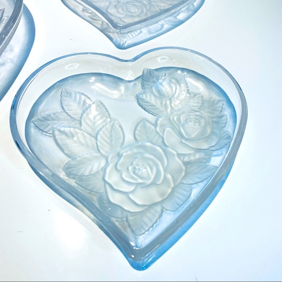 Studio Nova Winter Rose Big & Small Hearts Glass Dish Tray Frosted Vintage - Picture 4 of 14